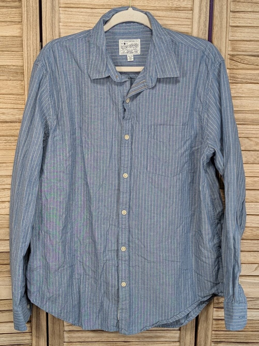 Lucky Brand Casual Blue Stripe Button-Down Shirt - Lightweight Shirt Size XL